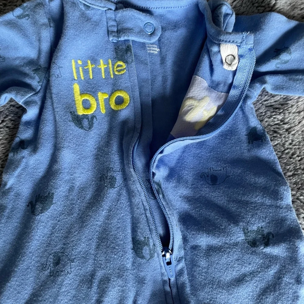 Carter's Blue and Yellow 'Little Brother' Footie - Picture 4 of 7